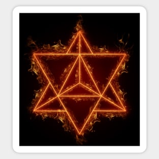 Flaming Merkaba - Sacred Geometry - Fire Art - Manafold Art Sticker